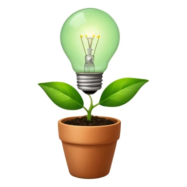lightbulb growing from a small plant pot, symbolizing innovation and start-up growth sticker