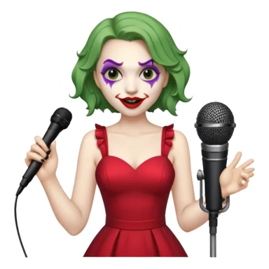joker with dress, microphone, singing sticker