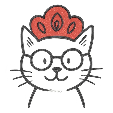 A cat with a red kokoshnik and glasses, sketchy and artistic. sticker