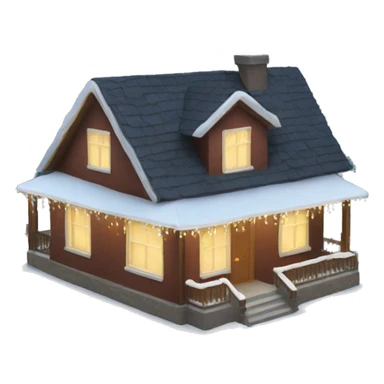House with a snowy lawn and Christmas lights  sticker