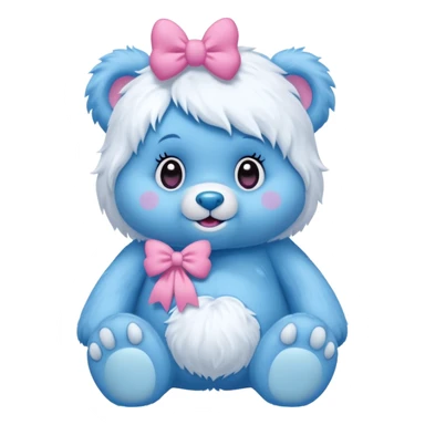 blue girl care bear yeti with bow sticker