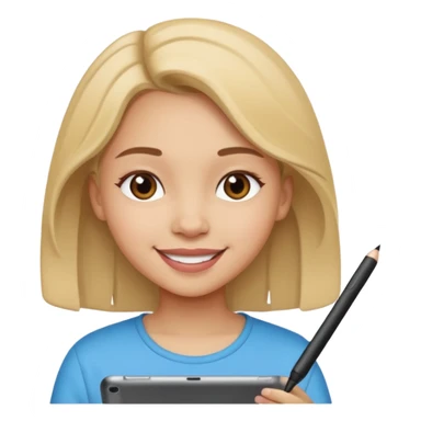 girl drawing on ipad sticker