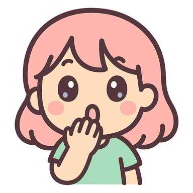 surprised face with hand over mouth, Japanese anime style sticker