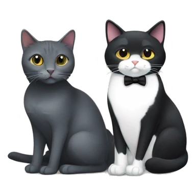 Dark grey cat sitting together with tuxedo cat sticker