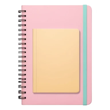 pastel aesthetic notebook, pink cover, slightly open with visible notes inside, beige and yellow paper, soft grain texture, pinterest illustration, no background sticker