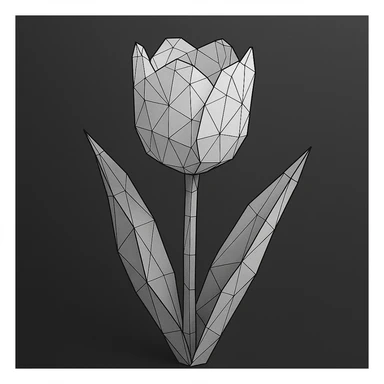 white tulip flower, low poly wireframe style sticker