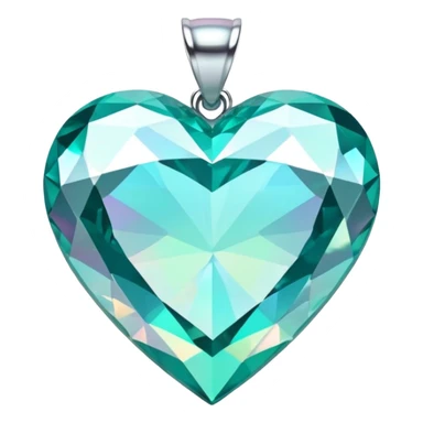 teal diamond heart shaped pendant holographic sticker