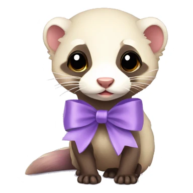  full body ferret with light purple ribbon bow sticker