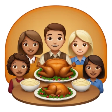 Thanksgiving Dinner with friends of all different races sticker