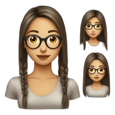 Fille cheveux lisses long lunettes sticker