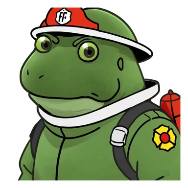 bufo in a fir fighter suit sticker