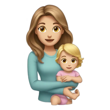 Brown hair Girl with blond baby sticker