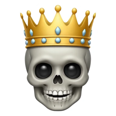 Skull with a crown on his head that looks like an emoji sticker