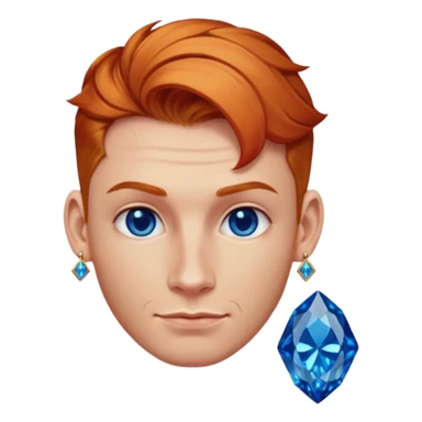 gem lover man with gem accessories excessive amount very big gem earrings ginger bun hair and redbluediamonds  sticker