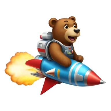 Bear riding a rocket sticker