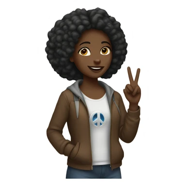 Black girl holding up peace sign sticker