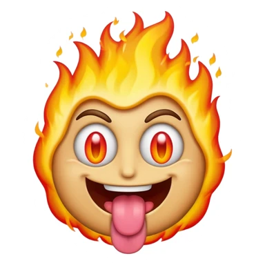 a samsung-style emoji of a basic face with dollar sign eyes sticking out a flaming tongue sticker