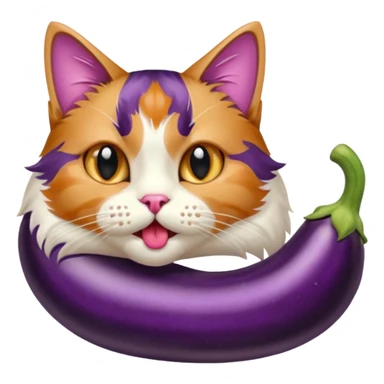 Hairy cat licking aubergine sticker