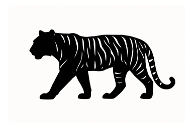 Tiger black silhouette white background sticker
