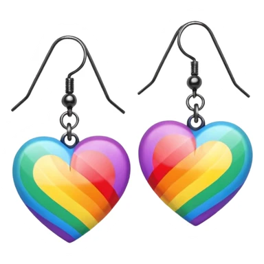 rainbow color heart shaped earrings sticker