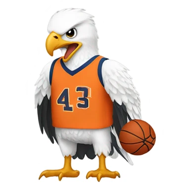 Bald eagle wearing orange basketball jersey sticker