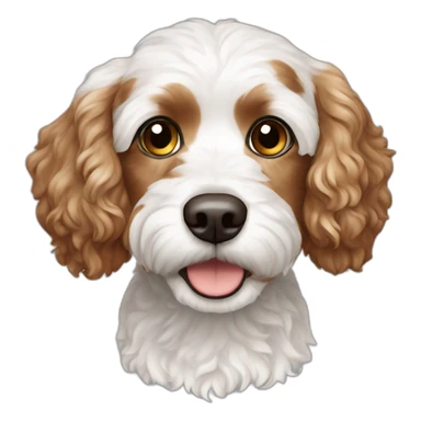 White medium sized cavapoo dog with brown spots sticker