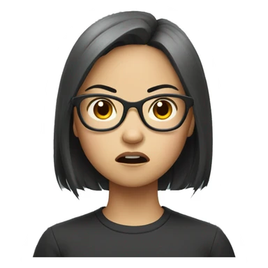 Asian girl with glasses angry sticker