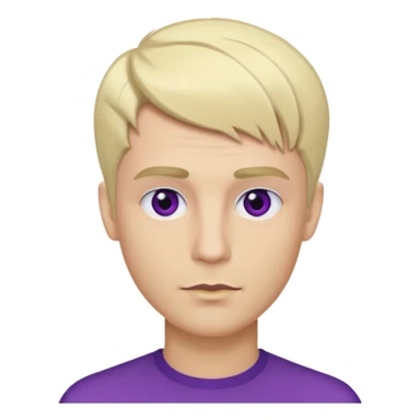 A man with blonde mod hair, brown eye and eyebrow, purple lip sticker