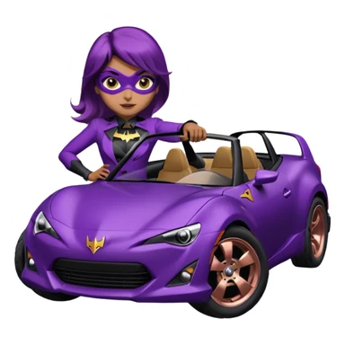 60’s Batgirl themed Satin black and rose gold Scion FR-S hot rod off road capable (tight fitting purple suit on her) sticker