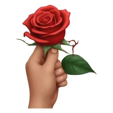 An image of a hand holding a rose, with a thorn piercing the skin, showing , symbolizing the pain of beauty or love sticker