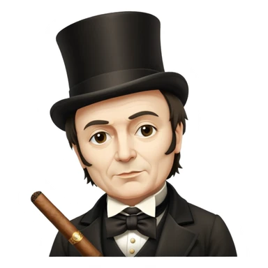Isambard Kingdom Brunel with a top hat and cigar sticker
