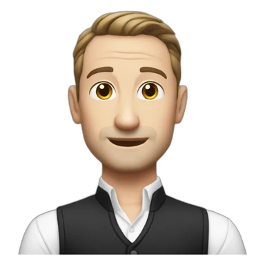 tim robinson slicked back hair white shirt, black vest sticker