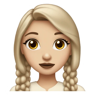 Slavic girl, light skin, very long eye lashes, pink beige lipstick, brown eyes sticker