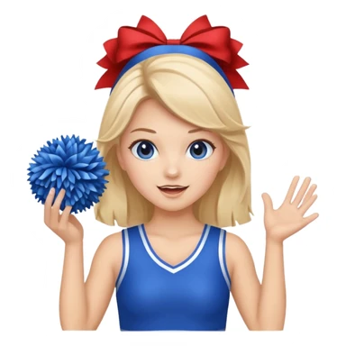 football cheerleader, holding a cheering pom, blue sticker