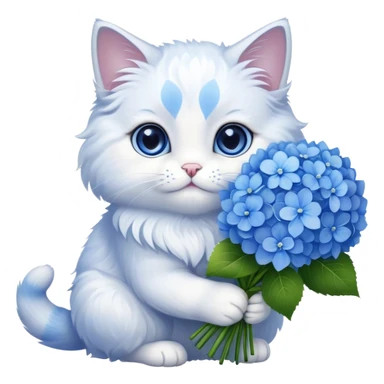Cat with bouqet of hydrangeas  sticker