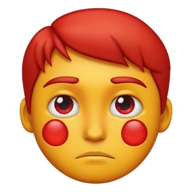 simple emoji-style face with red, sunburned skin and a frown sticker