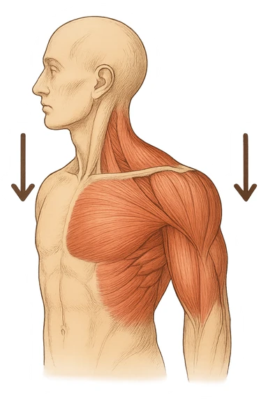 muscoli della spalla anatomia senza scritte fammi solo delle frecce ad indicare che la spalla deve abbassarsi sticker