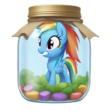 Rainbow Dash in a jar sticker