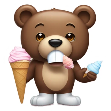 bear eating ice cream sticker
