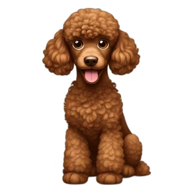 Brown poodle sitted looking smiling sticker