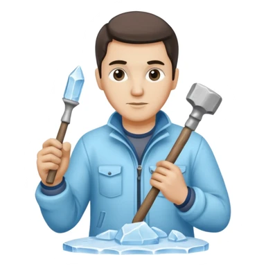 Sculptor with chisel & mallet,Ice Sculptors. sticker