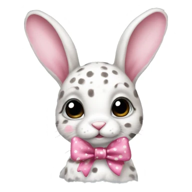 realistic baby bunny with spots with and a pink bow sticker