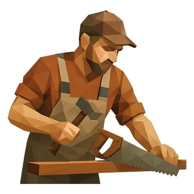 polygonal low-poly style carpenter sticker