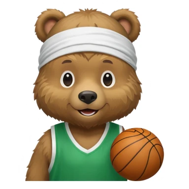 cute Russian grizzly bear wearing a white durag and a green basketball jersey sticker