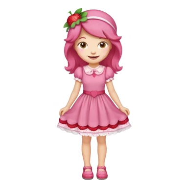 pretty and cute realistic modern day cartoon character strawberry shortcake full body sticker