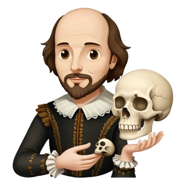wiiliam shakespeare con una calavera en la mano sticker