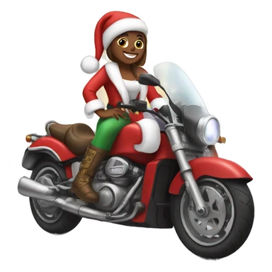 Girl dresses as Santa on a motorcycle  sticker