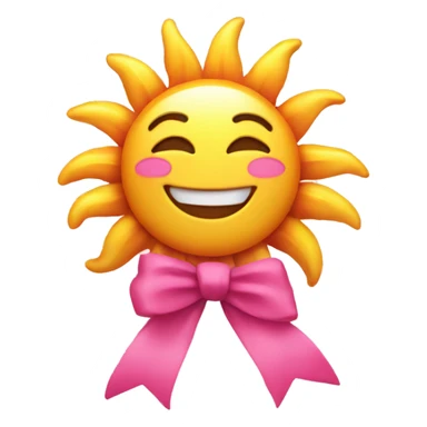 sun smiling with a pink bow  sticker