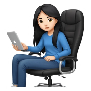 girl that is moving in their chair of work but its not disable just lazy with black long hair and skin a bit latin  sticker