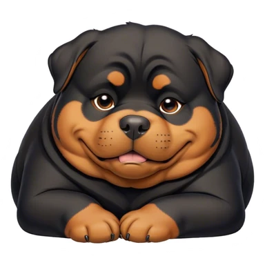 Cinematic Meme-Worthy Chubby Sleeping Rottweiler Portrait Emoji, Head resting peacefully with a contented smile, featuring a delightfully chubby build and a luxuriously soft black and tan coat, eyes shut in a serene nap, Simplified yet hilariously adorable features, highly detailed, glowing with a soft, drowsy light, high shine, relaxed and utterly lovable, stylized with an air of playful laziness, bright and endearing, soft glowing outline, capturing the essence of a comically sleepy guardian, so meme-worthy it feels like it could instantly become the next viral sensation of adorable slumber! sticker